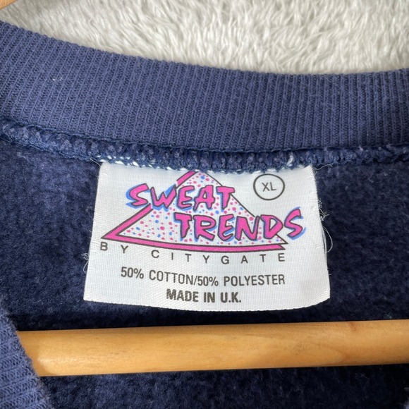 Vintage Oxford University Sweatshirt Women's XL Crewneck Pullover Navy Blue 90s - Picture 3 of 7